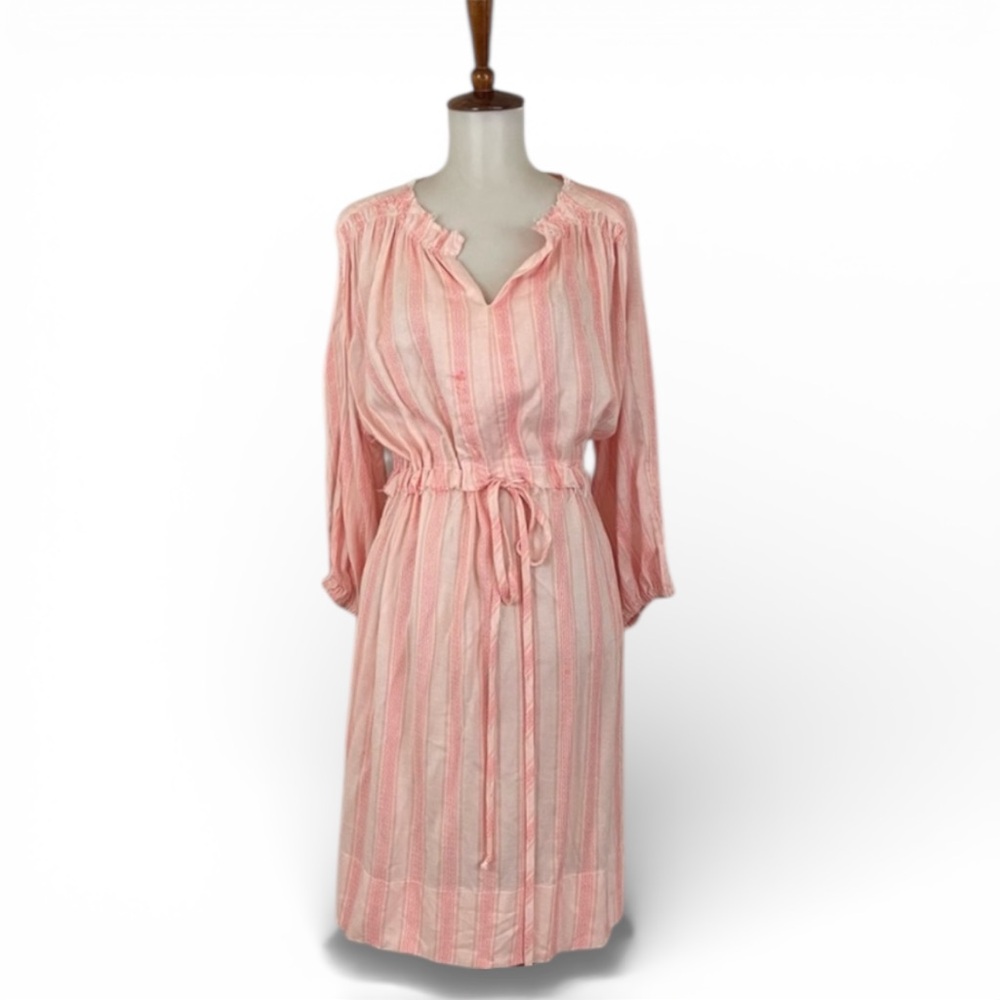 Anthropologie Embroidered Dress Women’s XS DRA Striped Drawstring Knee Length